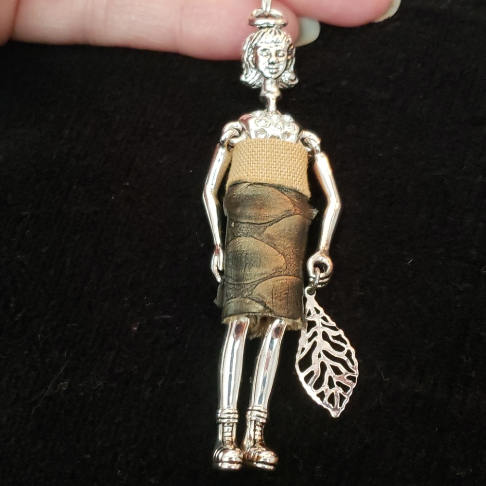 "Lady" Silver Tone Pendant.